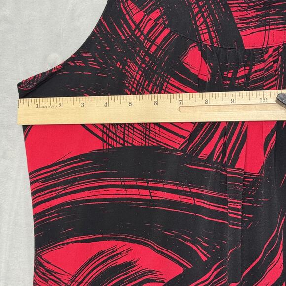 Calvin Klein Tank Top Womens Large Red Black Abstract Sleeveless Blouse Stretch - Picture 7 of 10